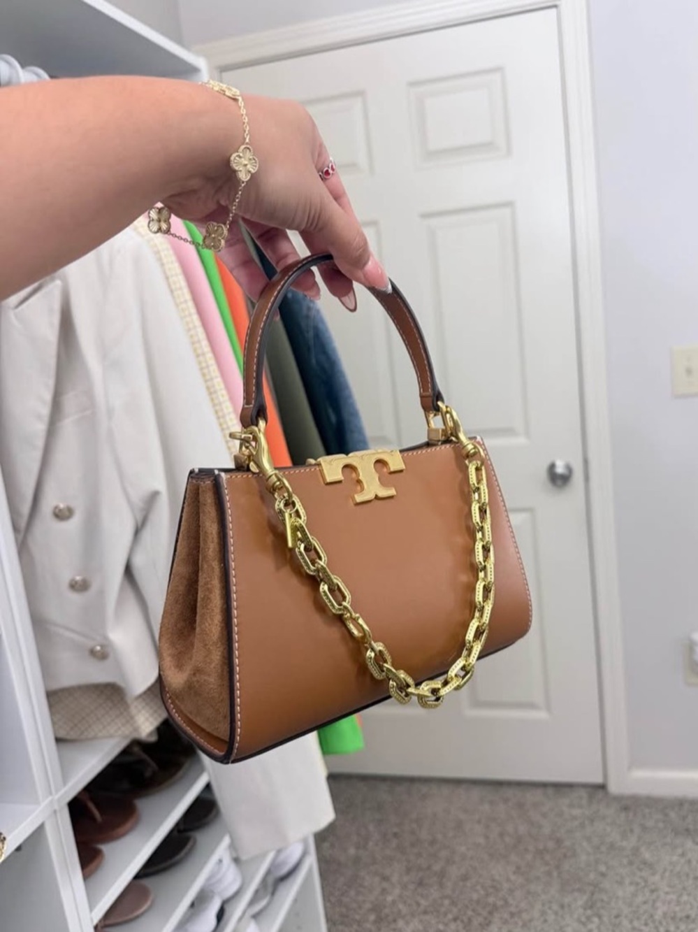 Tory Burch Tan Leather Top-Handle Eleanor  Satchel